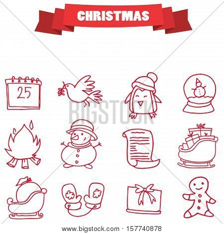 Christmas holiday icons collection stock vector illustration