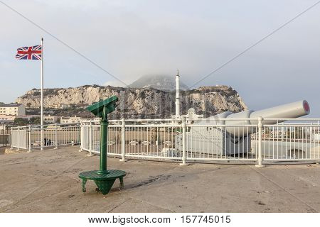 Old Cannon at the Europa Point the southernmost point of Gibraltar