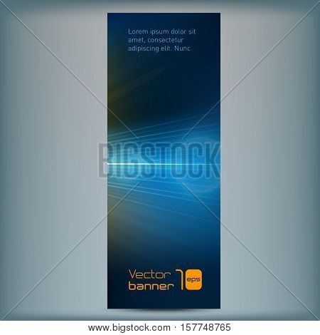Modern banner with abstract background and flair. Vector illustration. Vertical template