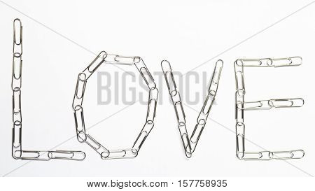 Wire bond of love on the white background.