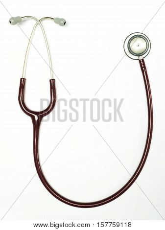 Stethoscope for listen to lung sound on the white background.