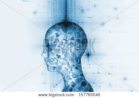 Virtual Human 3Dillustration On Business And Learning Technology  Background