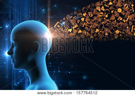 Virtual Human 3Dillustration On Business And Learning Technology  Background