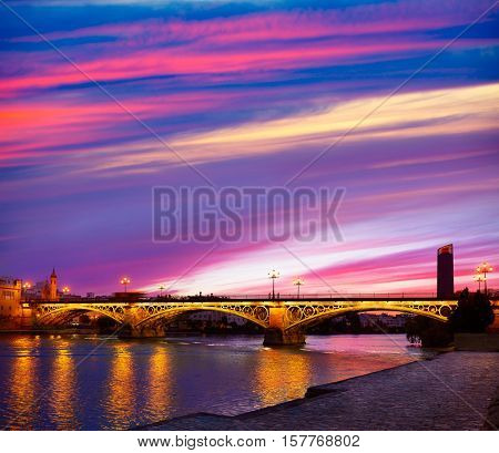 Puente Isabel II bridge in Triana Seville sunset of Andalusia Spain
