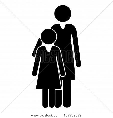 pictogram woman and girl dreesed vector illustration