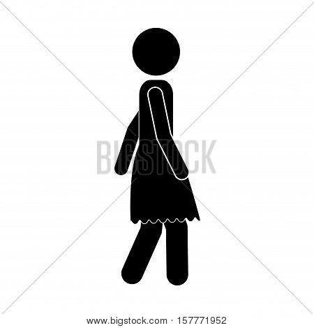 black silhouette fat woman walking icon vector illustration