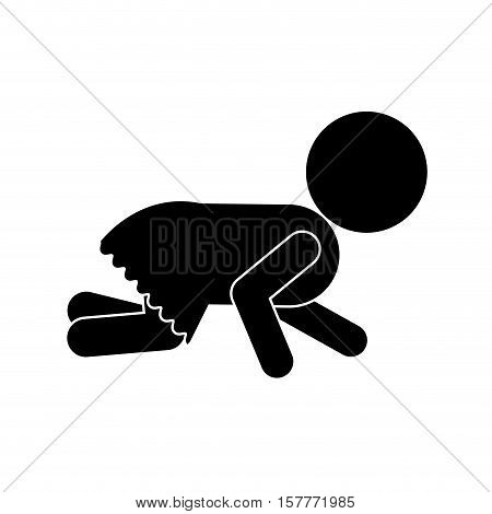 pictogram of little baby girl crawl vector illustration