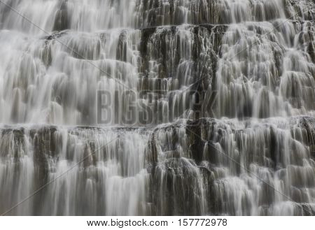 Detail of great waterfall fjallfoss on iceland.