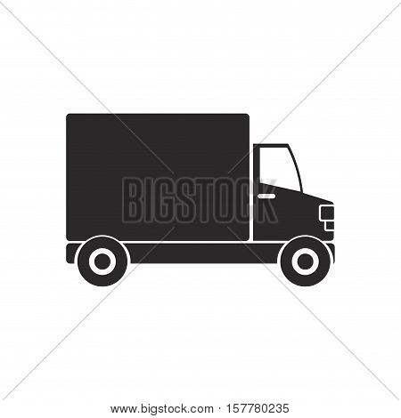 black silhouette transport truck with vagon vector illustration