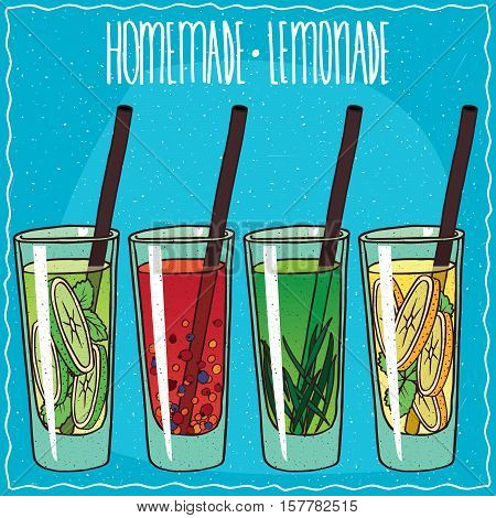 Homemade Lemonade Set In Handmade Cartoon Style