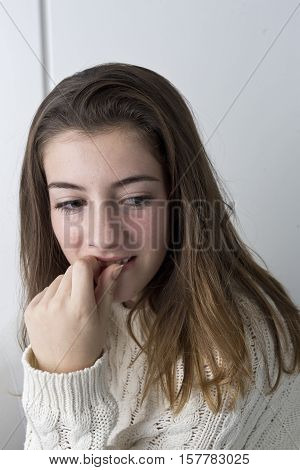 Portrait Of Adolescent With Long Chestnut Hair