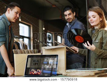 Vinyl Record Store Music Shopping Oldschool Classic Concept