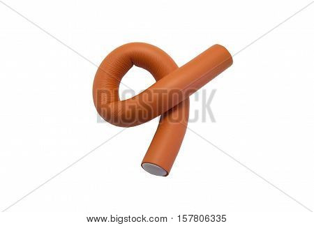 Orange hair roller isolated on white background
