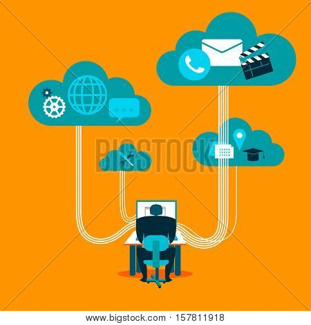 Social network clouds. Business concepst. Vector illustration