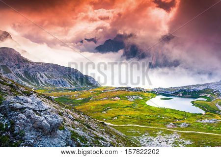 Foggy Summer Scene On The Lakes Del Piani