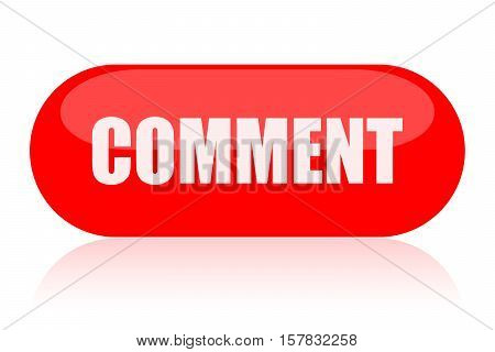 Comment red oval glossy button isolated on white background
