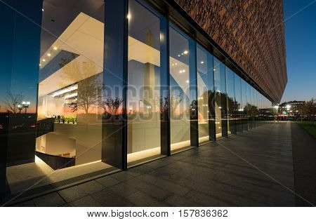 WASHINGTON DC USA - NOVEMBER 18: National Museum of African American History and Culture in Washington DC on November 18 2016. The museum opened on September 24 2016.