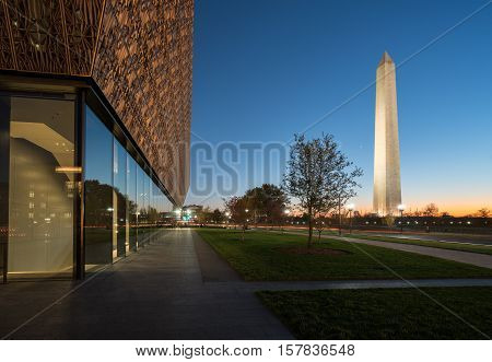 WASHINGTON DC USA - NOVEMBER 18: National Museum of African American History and Culture in Washington DC on November 18 2016. The museum opened on September 24 2016.