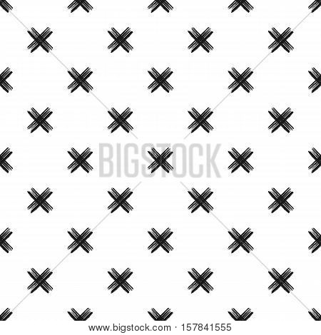Seamless pattern of black crosses, abstract seamless background with pluses sign, monochrome hand drawn grunge vector, design for textile, wallpaper, web design, wrapping, fabric, paper