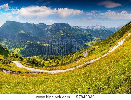 Schneibstein Mountain Ridge In Morning Mist.