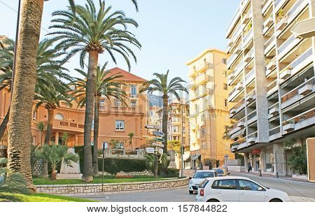 MONACO - FEBRUARY 21 2012: The twisted Bouleward of Jardin Exotique located on the hills of La Condamine ward and boasts scenic mansions and shady parks on February 21 in Monaco.