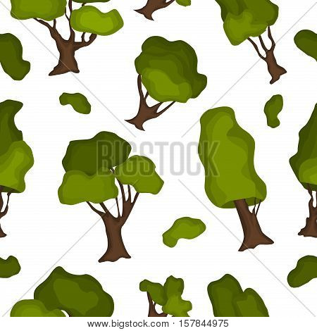 Tropical seamless pattern with exotic green leaves. Vector illustration trees pattern summer exotic nature foliage. Natural art floral graphic trees pattern green forest.