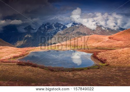 Colorful Autumn Morning On The Lake Koruldi