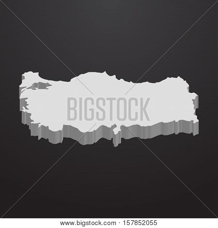 Turkey map in gray on a black background 3d