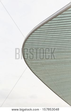 LIEGE BELGIUM - December 2014: Abstract view on the roof of the Liege-Guillemins railway station designed by Santiago Calatrava.