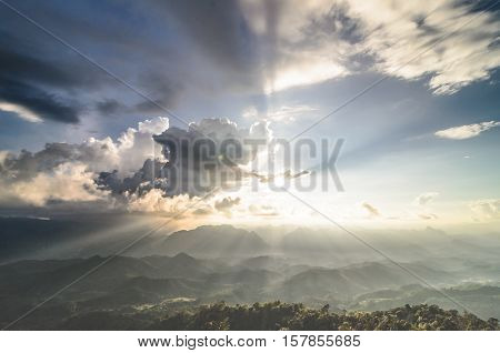 Landscape Sunlight on mountaion with cloud .