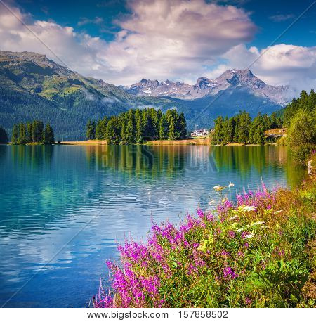 Sunne Summer Scene On The Champferersee Lake.