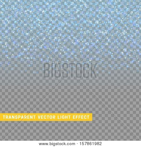 light effect blue texture glowing rain of confetti. Glitter particles shining stars. Christmas background Bright design element. Xmas decoration luxury greeting card