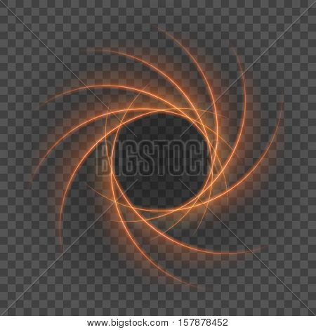 Smooth Light Orange Lines On Transparency Background Vector Illustration.