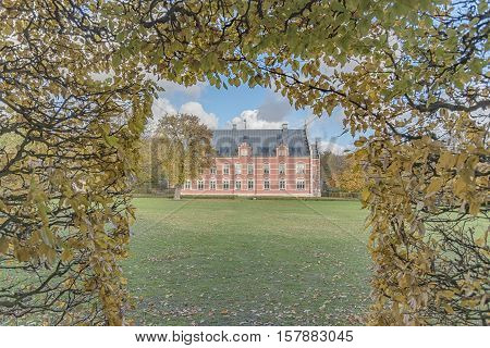 A view of Palsjo Castle and it's grounds from the tree tunnel.