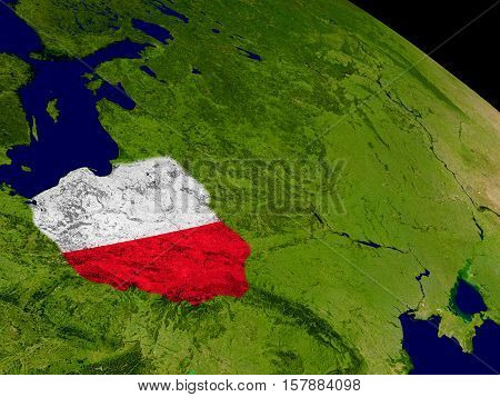 Poland With Flag On Earth