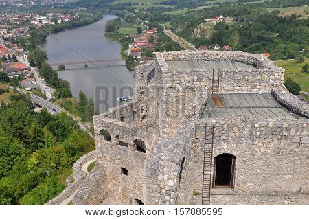 famous stone old Strecno castle in Slovakia