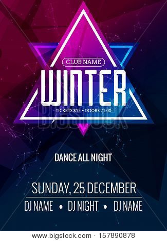 Dance party, dj battle poster design. Winter disco party. Music event flyer or banner illustration template.