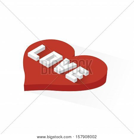 Isometric Heart Love Icon, Background, Vector, Illustration