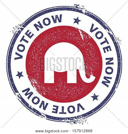 Grunge Republican Elephants Rubber Stamp. Usa Presidential Election Patriotic Seal With Republican E