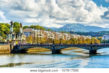 Maria Cristina Bridge over the Urumea river in San Sebastian - Spain