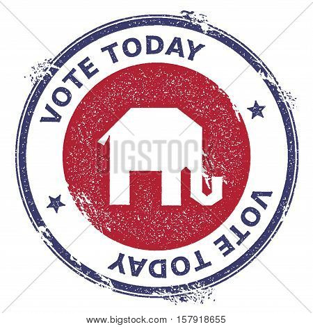 Grunge Broken Republican Elephants Rubber Stamp. Usa Presidential Election Patriotic Seal With Broke