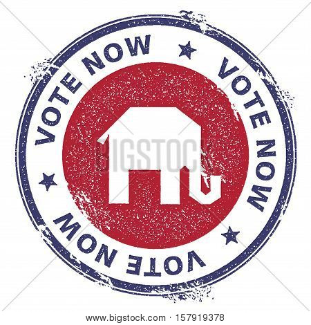 Grunge Broken Republican Elephants Rubber Stamp. Usa Presidential Election Patriotic Seal With Broke