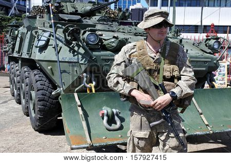 AUCKLAND - NOV 20 2016:New Zealand military soldier. The New Zealand Army comprises around 4500 Regular Force personnel 2000 Territorial Force personnel and 500 civilians.
