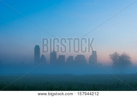 Foggy morning on the Trinity River in Dallas Texas