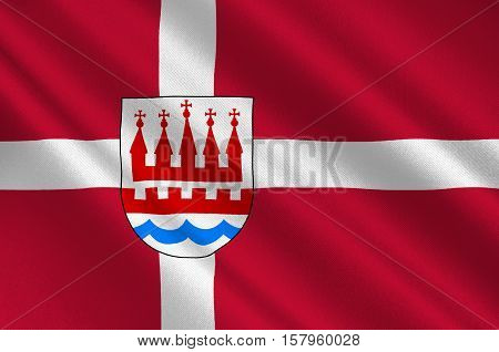 Flag of Kalundborg is a municipality in Denmark in Zealand Region. 3d illustration