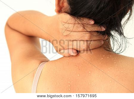Sweat on body of woman exercise Health Concept