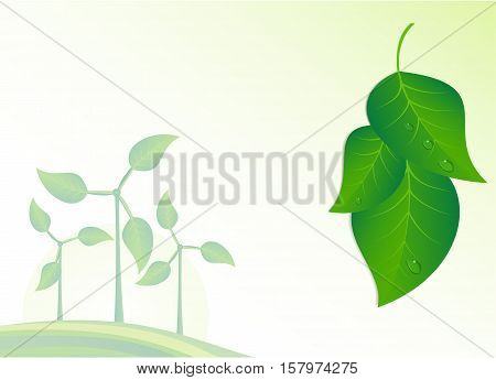 Wind generator green energy. Vector eco background.