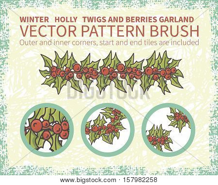 Holly Twigs Vector Brush