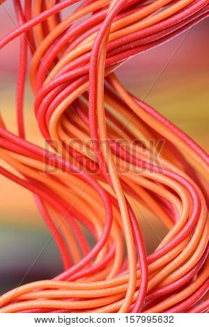 Closeup of the Electric Cables with colored background