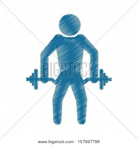 drawing colored silhouette strong man dumbbell vector illustration eps 10